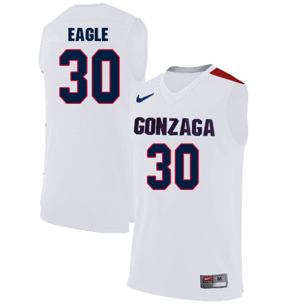 Men #30 Abe Eagle Gonzaga Bulldogs College Basketball Jerseys Sale-White
